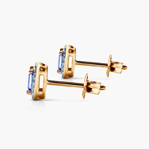 Kolczyki Savicki: dwukolorowe złoto, diamenty, tanzanity